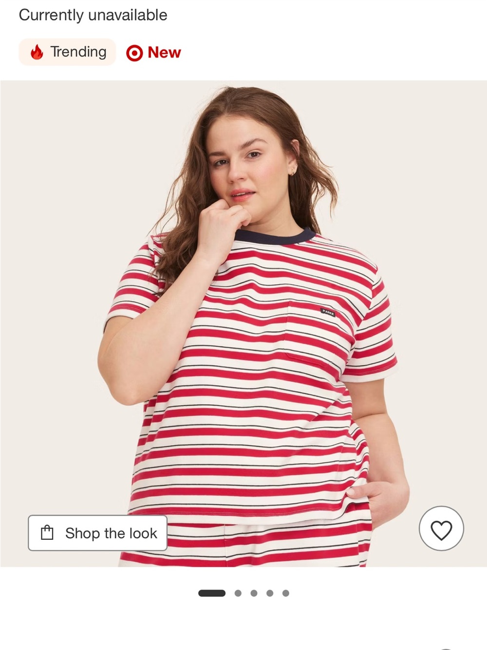 Parke X Target Women’s Red & White Striped Crew Neck Shirt in Size 2X
